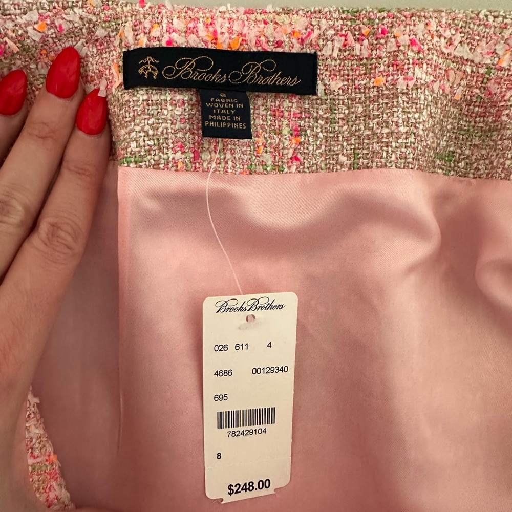 NWT Brooks Brothers Pink and Green Plaid Mini Skirt - Picture 2 of 5